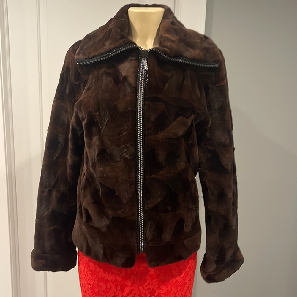 Bella  Bicchi real mink brown fur jacket small winter warm